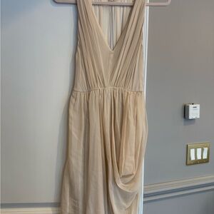 Alice + Olivia Cream Ruched Sundress with V-Neck for Cocktail